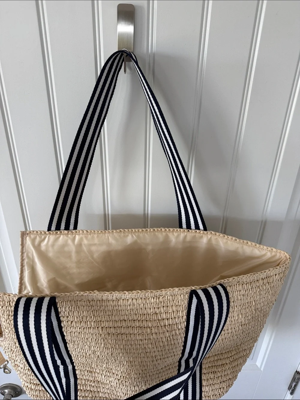 Mark & Graham STRIPED TWILL STRAW PET TOTE CARRIER New